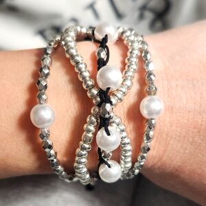 Beautiful Silver Beaded Bracelet